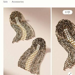 Anthropologie Beaded Fringe Earrings in Gold and Black